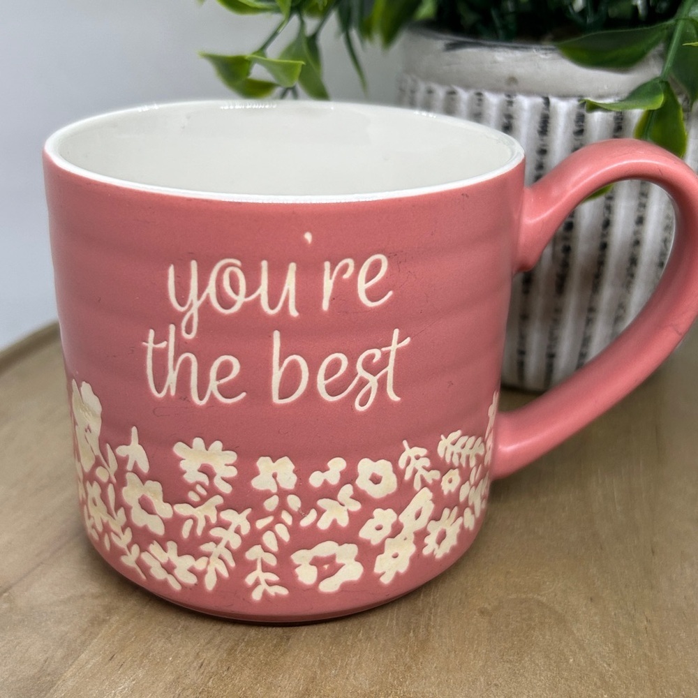 Threshhold Coffee Pink Floral Mug You Are The Best 14Oz. by Target